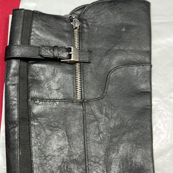 GUESS BLACK Harson TALL RIDING BOOTS 9M side zip buckle GGHILIGHT stretchy calf - Picture 12 of 14